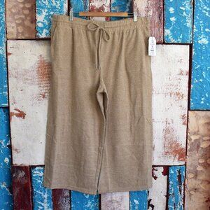 Women's Time and Tru Wide Leg Hacci Pants XXLARGE New Stone Marl NEW